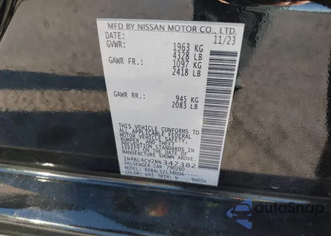 2024 Nissan Altima Sr Fwd z USA, uszkodzony, nr VIN 1N4BL4CV2RN347382